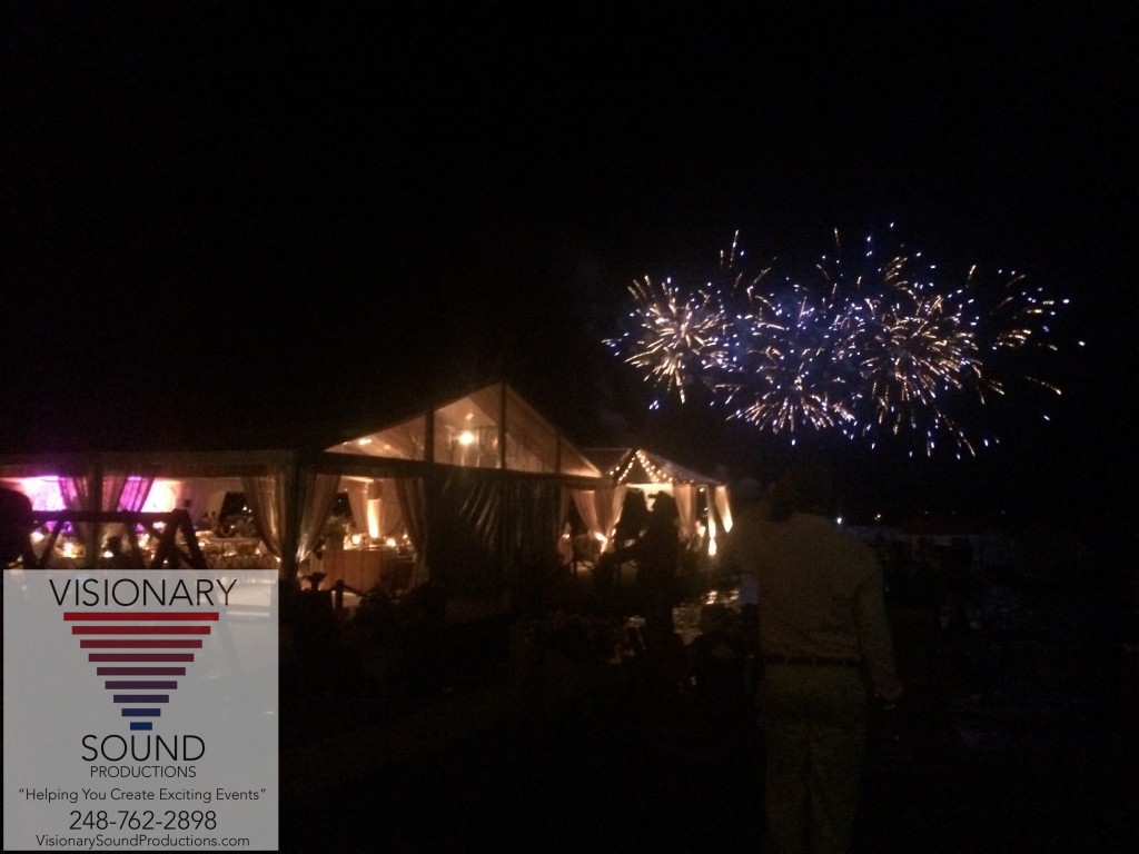 Tent Wedding Lighting with Fireworks